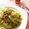 冷蔵庫にある物で･･･１人ランチに簡単和風パスタ♪