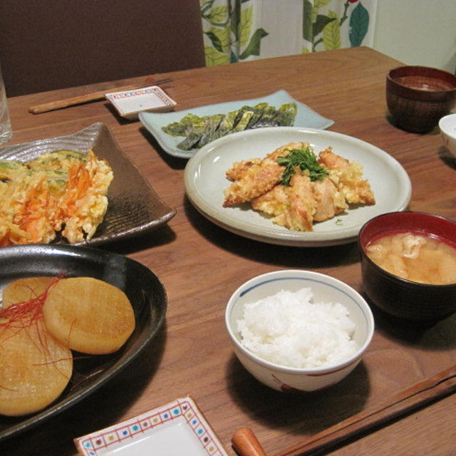 野菜天と鶏天
