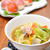 １人野菜１５０ｇの中華風スープ。と、酢飯（調整中）で手まり寿司の晩ご飯。