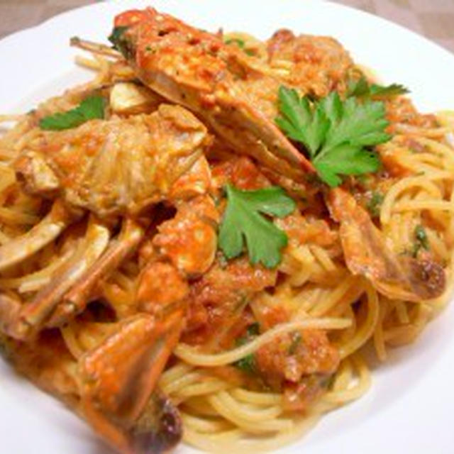 ワタリガニのトマトパスタ