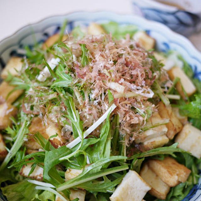 シャキシャキみず菜とレタスの和風中華サラダ