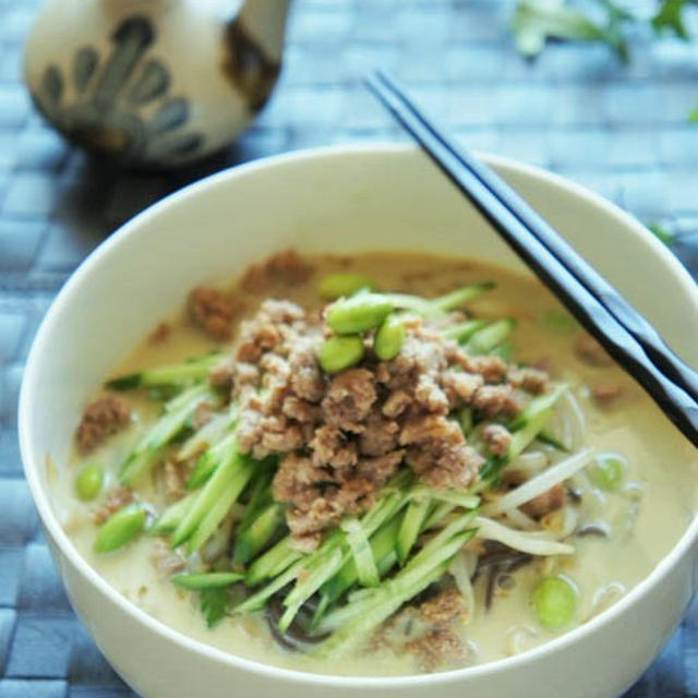 美味しいレシピを伝えたくて更新♪夏のさっぱり冷麺☆枝豆と胡麻の中華味