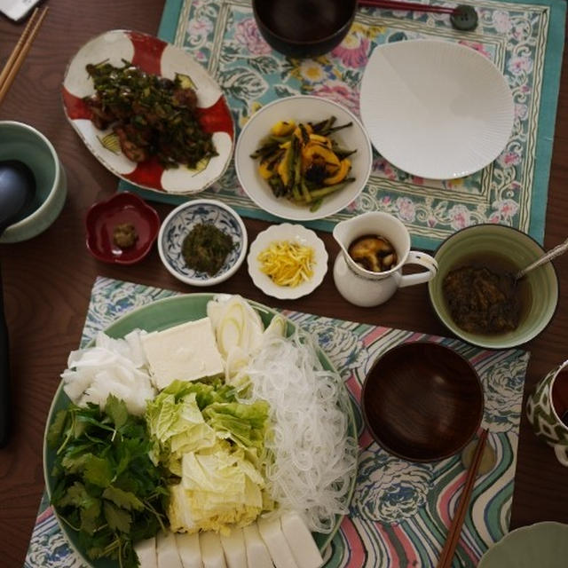 玄米スープでお鍋＆色々トッピング。