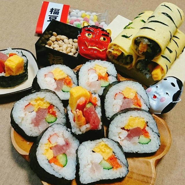太巻きと鬼のパンツ柄恵方巻き#最近食べたいもの