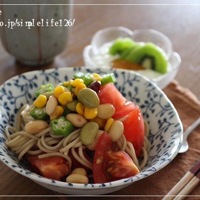 今朝の朝ごはん☆ｻﾗﾀﾞそばの朝～