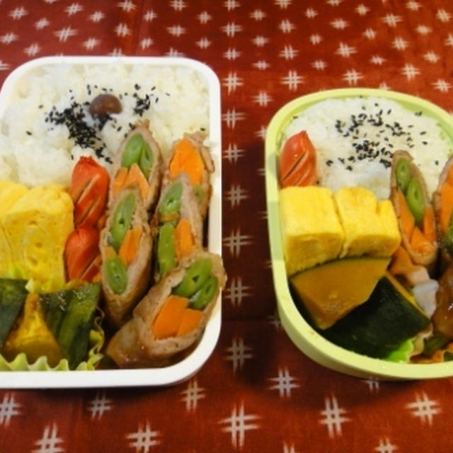 １０月１６日　人参いんげんの肉巻き　～　メタボ＠ダーリン　＆　高２＠ガブ弁当