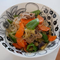 香りソルトレモンペパーミックスで味付け！春雨入り肉野菜炒め