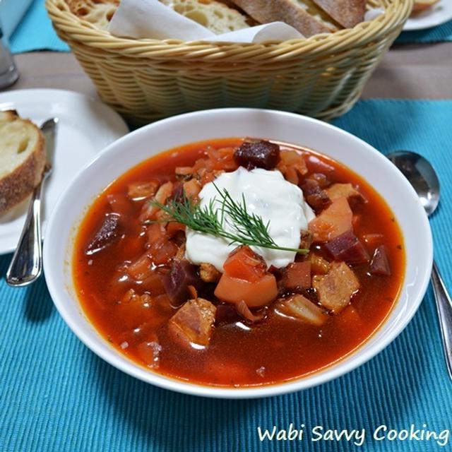 業スーの水煮ビーツで作るボルシチ