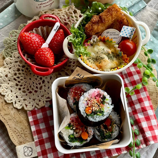 ＊3分で盛り付けした手抜き弁当＊