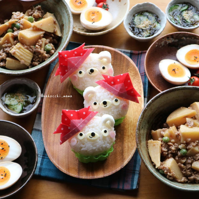 くまちゃんお子様5月定食☆我が家のお花～
