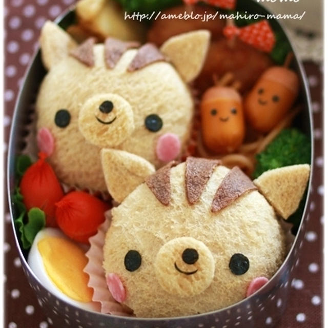 まんまるサンドのリスちゃん弁当♪