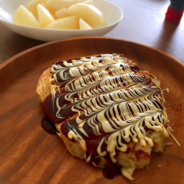 ふわっふわお好み焼き♡おたふくソースどっちが美味？？