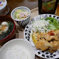 炭酸割ダークラムと手羽元のさっぱり煮withポテサラ、昨日の晩ごはん