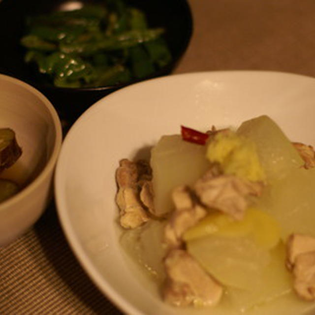 鎌倉野菜・冬瓜と鶏肉の煮物&サツマイモの甘露煮