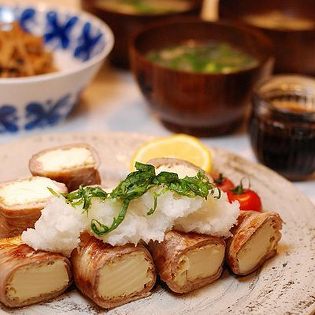 豚の厚揚げ巻きおろしソース定食