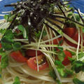 [一皿でお腹いっぱい]大根おろしとプチトマトとかいわれのパスタ