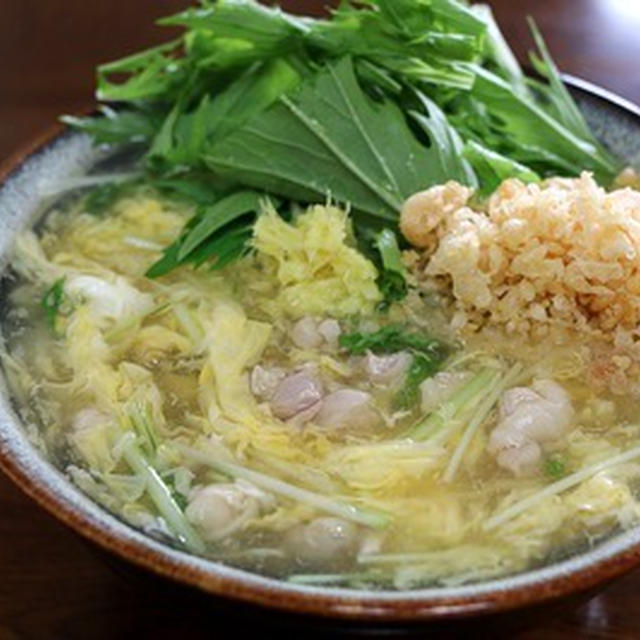 鶏と水菜の玉子あんかけうどん