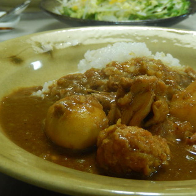 鶏モツでカレー
