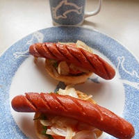コーヒーに合う朝食　朝マック風　イングリッシュマフィンとフランクフルト　