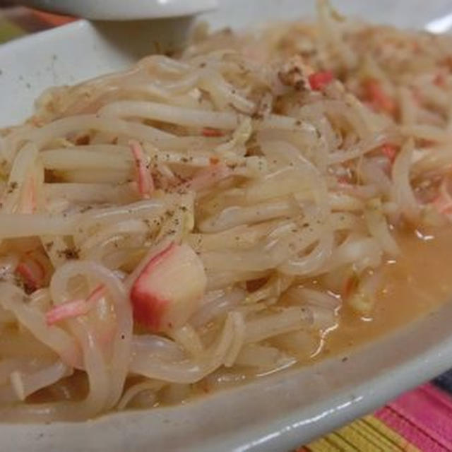 隠し味にねりごま☆　まるで麻婆ラーメン♪　もやしとしらたきのヘルシーずぼら麻婆