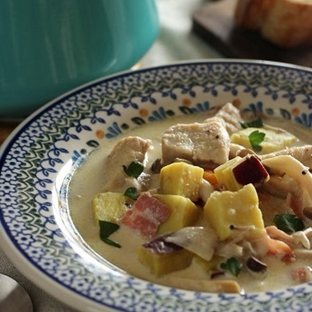 鶏むね肉とさつまいものクリームスープ