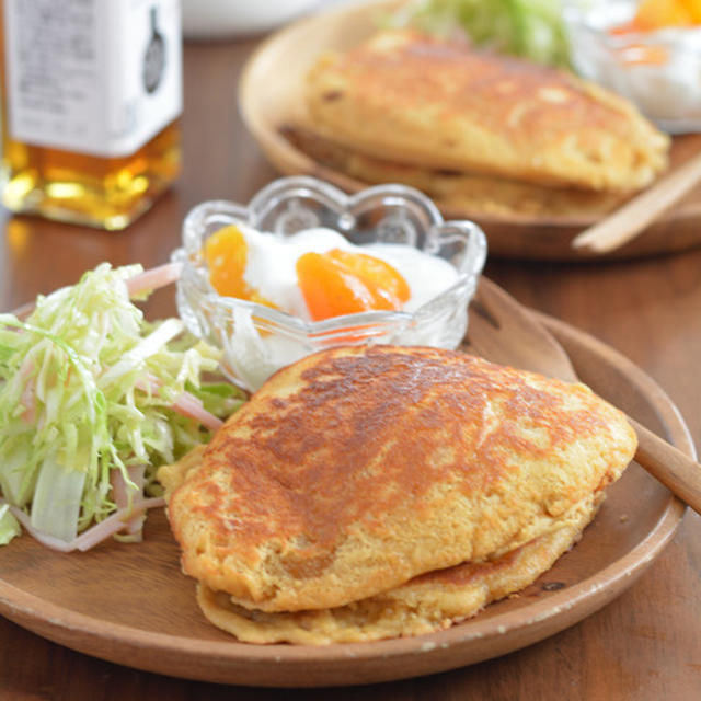 糖質オフ&小麦粉不使用のパンケーキで朝ごはん。