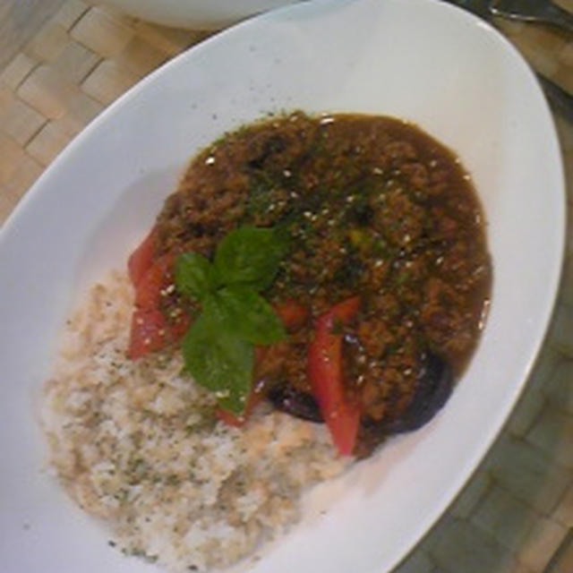 トマトと茄子の挽き肉カレー
