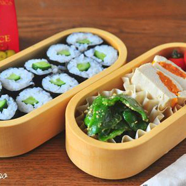 ママ弁「ぬか漬けキュウリの海苔巻き弁当」