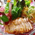 人気の大皿パーティーレシピ☆彡『鶏肉の韓国風手巻きサラダ』、先々週の送別ポトラックパーティー。