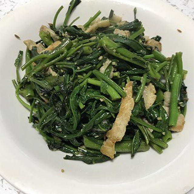 空芯菜と豚肉のクミン炒め