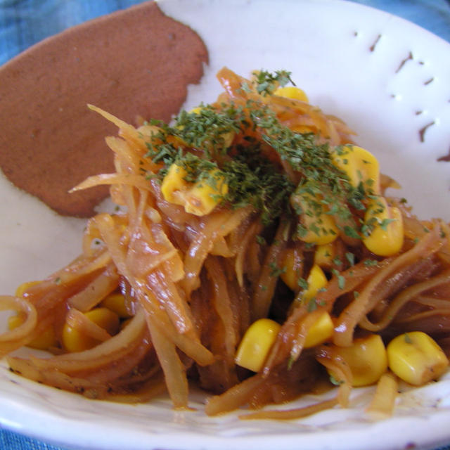 シャキシャキポテトとコーンの味噌サラダ