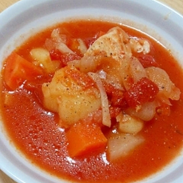 圧力鍋で☆鶏肉のガーリックトマト煮
