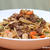 牛ミンチ肉のソースパスタと「ニラもやしオムレツ」