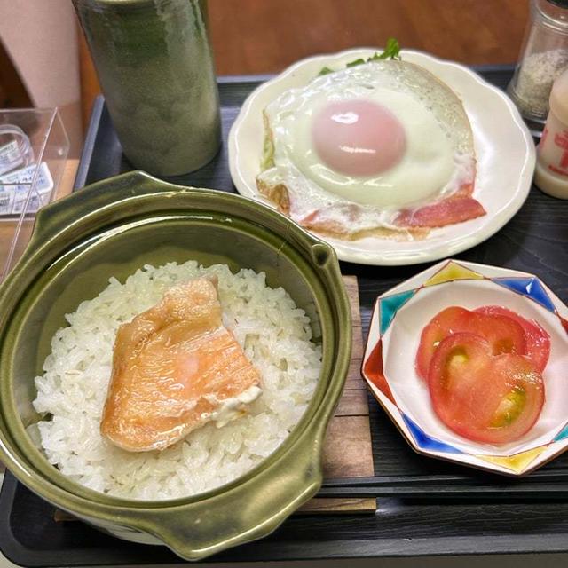 6.27【お家ごはん・朝】  お米ごはんﾃﾞｽ❣️パンが無い(^^;;