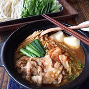 【豚バラ白菜の味噌キムチ鍋】かぼちゃ頭もびっくりです