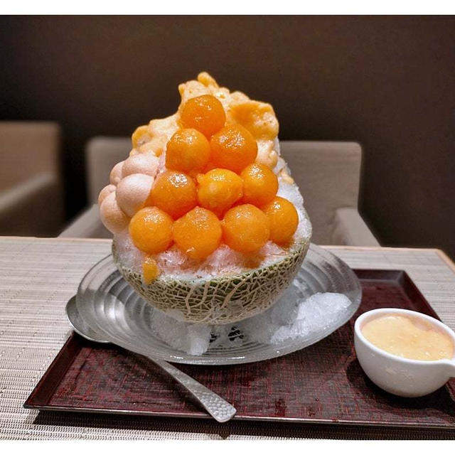 懐石料理店・予約必須のかき氷「極みメロン」♪小梅 浦和総本店の軽食＆かき氷セット