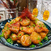 【レシピ】ごま油薫る♬鶏むね肉と長芋の甘酢炒め♬