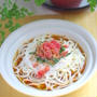 水でほぐすだけの流水麺♪2分で！大葉香る♡とろろ明太子の冷やしうどん＊三代目をあげます♡