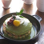 抹茶チョコソースのふんわりホットケーキ