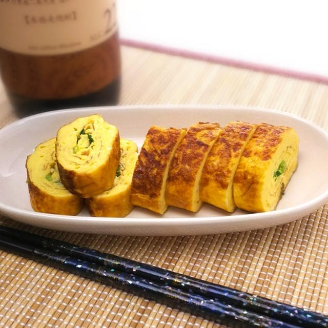 焦げた醤油が香ばしい♪ねぎ出汁巻きの炙り