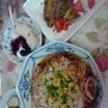 今朝は、そうめんとか昨夜のピーマンと挽き肉炒めとか♪