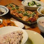 マグロのにんにくダレ焼き晩ごはん。