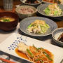 たらの野菜あんかけ　と 蒸し鶏とキャベツのねぎサラダ。