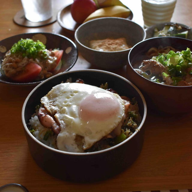 練習試合前のご飯。久しぶりの試合飯で嬉しくなった。