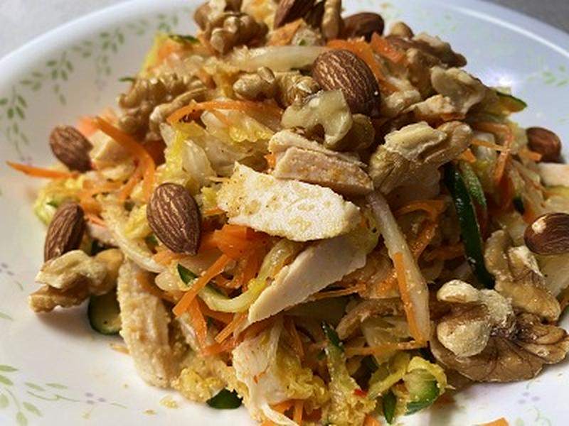 白菜と自家製鶏ハムの中華風サラダ♪
