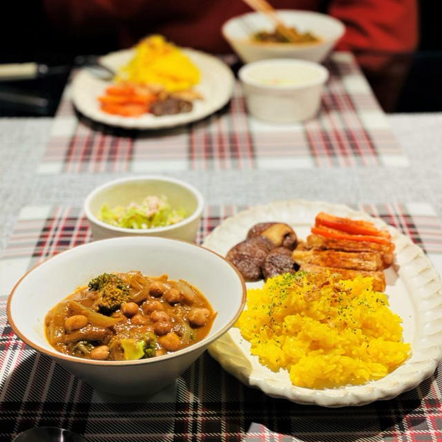 ひよこ豆スパイスカレーの献立