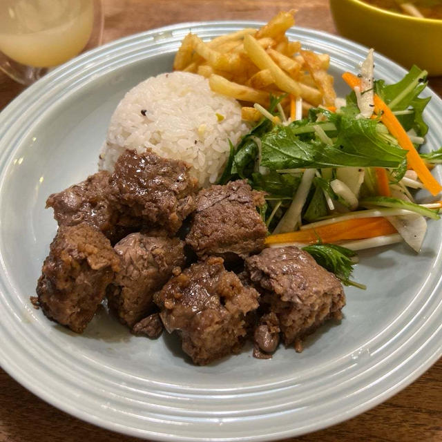 肉シートで簡単夕飯。