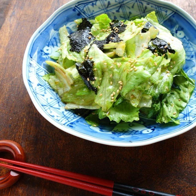 cookpad_official掲載☆簡単3分♡レタスと海苔のナムル【#簡単おつまみ　#包丁いらず】