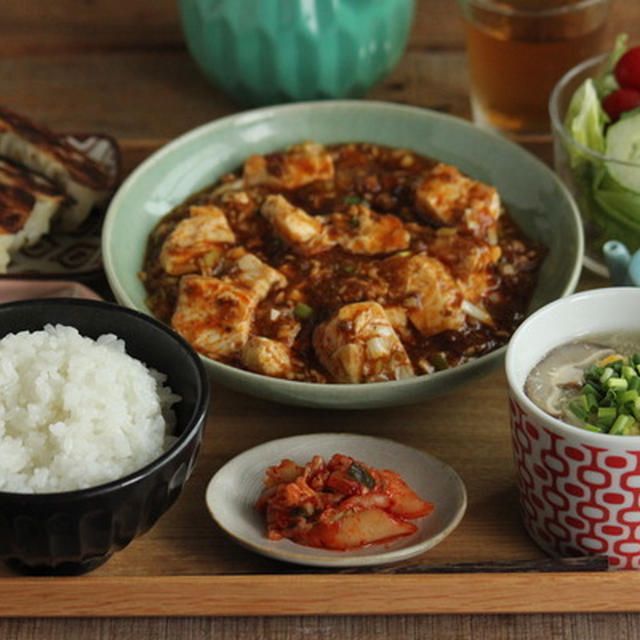麻婆豆腐と餃子の中華献立