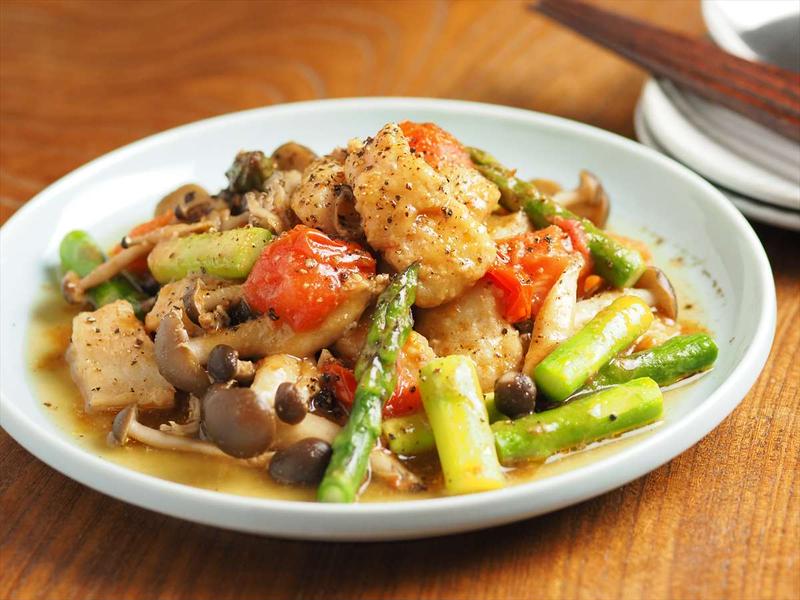 白身魚とアスパラガスのレンジ蒸し、料理苦手でも作れる、美味しい魚料理
